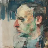 Thoralf Gjesdal, Portrett av maleren Georg Backer Berg, Olje på lerret, stiftet opp på plate