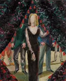 Per Krohg, Kvinne ved portiere, 1931, Olje på plate