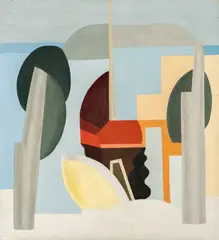 Charlotte Wankel, Ved bryggen, 1930, Olje på lerret