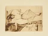 Edvard Munch, Dagen derpå, Radering trykket i brunsvart på tykt gulhvitt papir