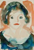 Edvard Munch, Kvinnehode, Akvarell på tykt hvitt, riflet papir