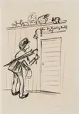Edvard Munch, Den fri kjærlighets by, Litografi trykket i svart på tykt hvitt papir