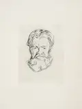 Edvard Munch, Mannshode, Radering trykket i svart på tykt gulhvitt papir