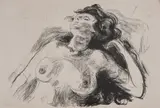 Edvard Munch, Liggende halvakt II, Litografi trykket i svart på middels tykt, gulhvitt papir