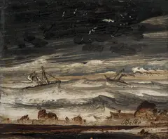 Peder Balke, Båter i høy sjø, Olje på plate