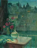 Otto Valstad, Aften ved Arno, 1913, Olje på lerret
