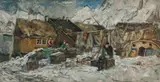 Gunnar Berg, Fiskevær, Lofoten, 1888, Olje på lerret, oppklebet på plate