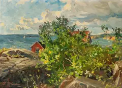 Fra Langviken, Tjøme by Even Ulving, Olje på lerret, sold Dec 2017
