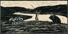 Gustav Vigeland, Gutt som forsvarer saueflokk, Tresnitt, lysmål