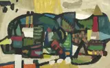 Thore Heramb, Fra Iladalen, 1950, Gouache, lysmål