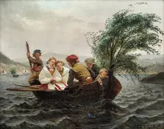 Knud Bergslien, På vei fra kirke, 1865, Olje på lerret