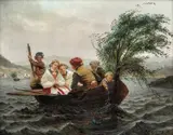 Knud Bergslien, På vei fra kirke, 1865, Olje på lerret