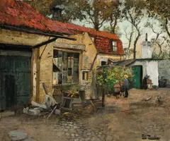 Frits Thaulow, Fransk gårdsinteriør, Olje på lerret