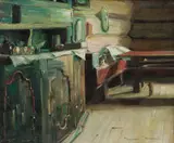 Gustav Wentzel, Bondeinteriør, Olje på lerret