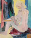 Else Hagen, Sittende ballettdanser, akt, Olje på plate