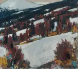 Erling Enger, Vinterlandskap, 1957, Olje på lerret