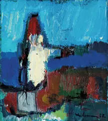 Komposisjon by Jakob Weidemann, 1958, Olje på plate, sold Jun 2017
