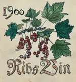 Nikolai Astrup, Rips-vin Vinetikett, Tusj og akvarell på tynt gulhvitt papir