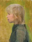 Helga Marie Ring Reusch, Barnehode i profil, 1889, Olje på lerret, oppklebet på plate