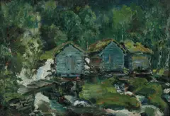Nikolai Astrup, Kvernhus ved Eikaas, Olje på lerret, oppklebet på plate