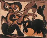 Pique by Pablo Picasso, Linoleumssnitt i farger, sold May 2017