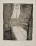 Edvard Munch, Måneskinn. Natt i Saint-Cloud, Radering trykket i svart på middels tykt gulhvitt japanpapir