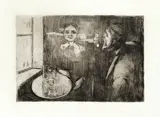 Edvard Munch, Tête-à-tête, Radering trykket i svart på middels tykt gulhvitt japanpapir