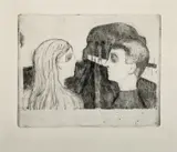 Edvard Munch, Tiltrekning II, Radering trykket i svart på tykt gulhvitt papir