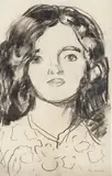 Edvard Munch, Portrett av modell, Kullstift på tynt hvitt Japan papir