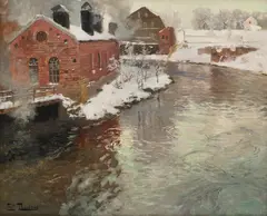 Frits Thaulow, Vinter ved Akerselven, Olje på lerret