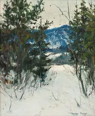 Gustav Wentzel, I skogkanten, Olje på lerret