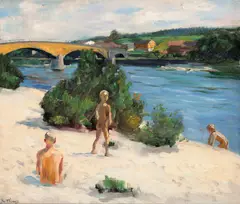 Jacob Bratland, Badende gutter, Olje på lerret