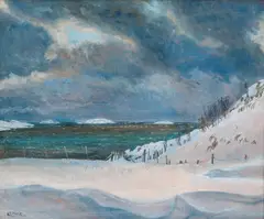 Vinter by Karl Erik Harr, Olje på lerret, sold Nov 2016