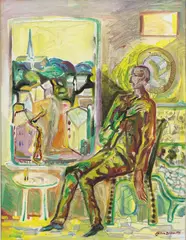 Håkon Bleken, Sittende mann, 1992, Olje på lerret