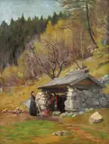 Jacob Gløersen, Klesvask, 1895, Olje på lerret