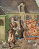 Per Krohg, Teppebanking, 1928, Olje på lerret