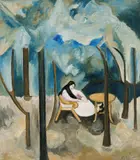 Rudolph Thygesen, Lesende pike, 1920, Olje på lerret