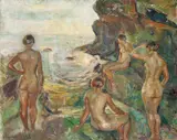 Søren Onsager, Kvinner ved sjøen, 1933, Olje på lerret