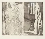 Pablo Picasso, Tenkende kunstner foran stort lerret, Radering trykket på tykt, hvitt papir
