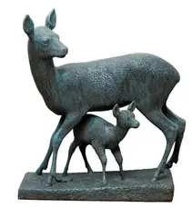 Nic Schiøll, Rådyrhind med kalv, Bronse