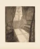Edvard Munch, Måneskinn. Natt i Saint-Cloud, Radering trykket i svart på tykt beige engelsk