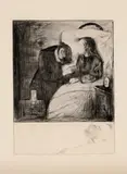 Edvard Munch, Det syke barn, Radering trykket i svart på tykt beige engelsk