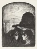 Edvard Munch, Tiltrekning I, Litografi trykket i svart på tynt japanpapir
