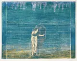 Edvard Munch, Mot skogen I, Fargetresnitt trykket i tre farger, gråblått