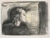Edvard Munch, Det syke barn I, Litografi trykket i to farger, svart og gult