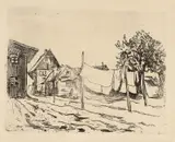 Edvard Munch, Tøytørk i Travemunde, Radering trykket i brunsvart på