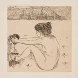 Edvard Munch, Piken og hjertet, Radering trykket i brunt på middels tykt