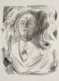 Edvard Munch, Selvportrett med sigar, Litografi trykket i svart på tykt hvitt papir