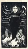 Edvard Munch, Urnen, Litografi trykket i svart på middels tynt gulhvitt
