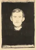 Edvard Munch, Selvportrett, 1895, Litografi trykket i svart på tykt beige papir